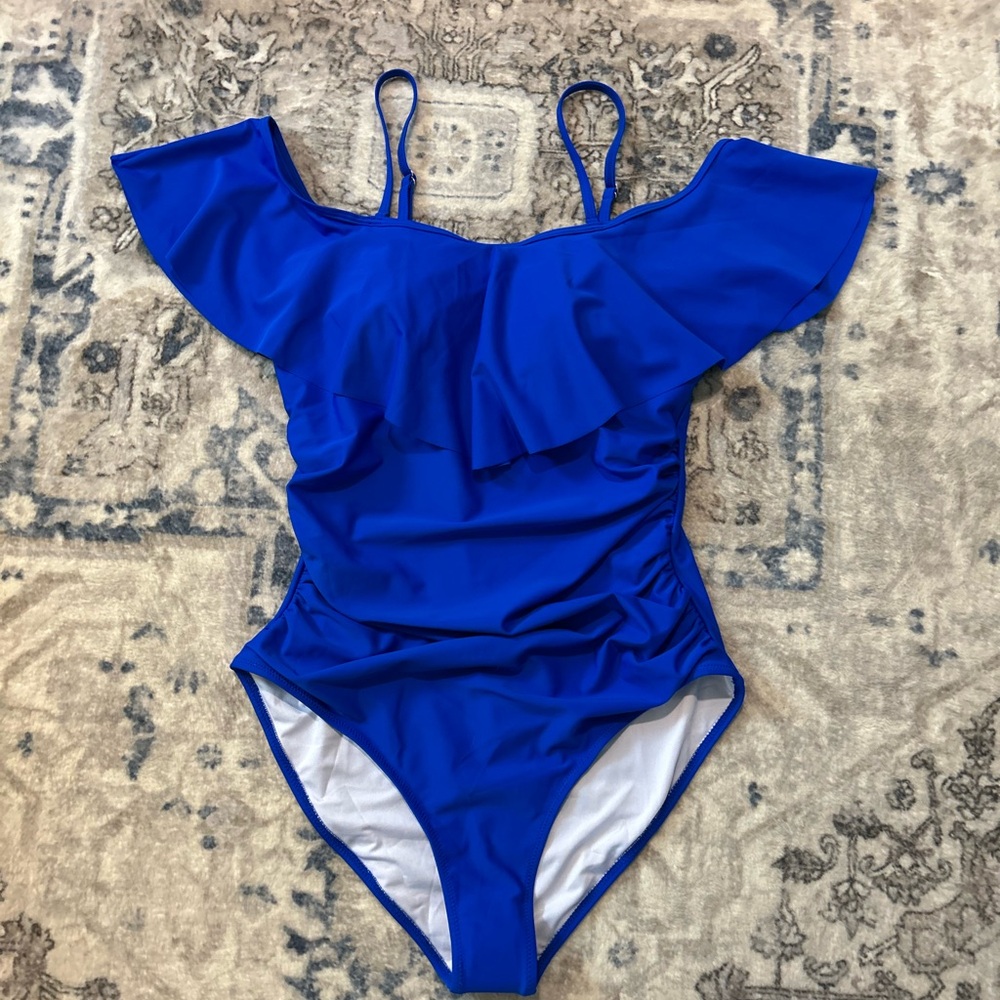 Blue Ruffled Ladies Swimsuit